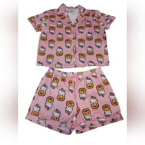 Hello Kitty Halloween Pumpkin Pajama Set w/ Scrunchie | Size M | NWT